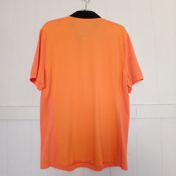 Lululemon Shirt Post Practice Polo Mens Large Orange Black Button Down Stretch* - Picture 2 of 13